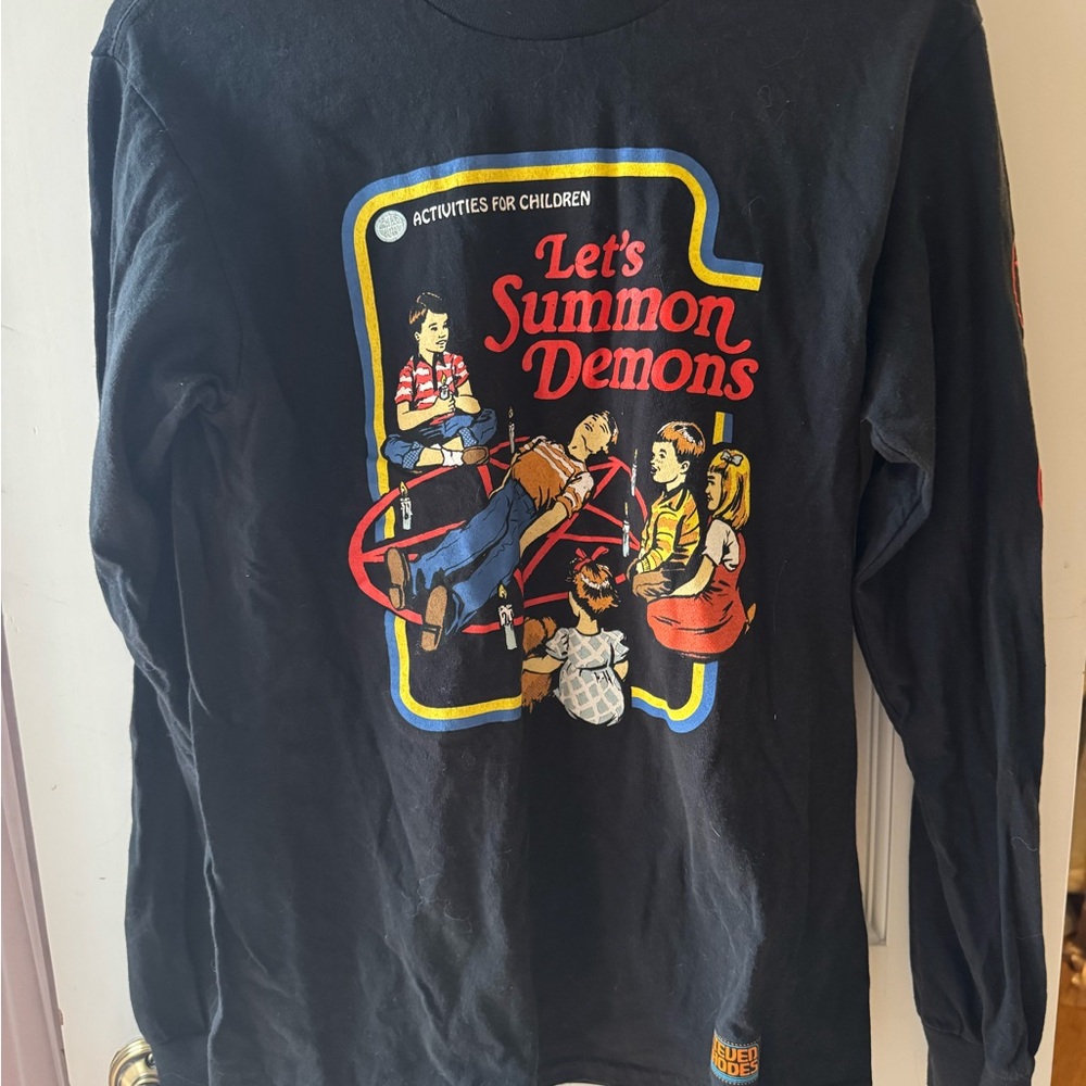 Black Graphic Long Sleeve Shirt let’s summon demons